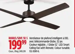 Canadian Tire Globe 52˝ LED Smart Ceiling Fan with Remote offer