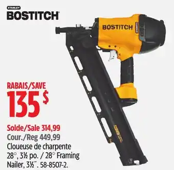 Canadian Tire Bostitch 28° Framing Nailer offer