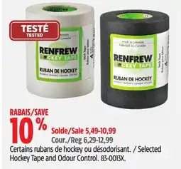 Canadian Tire Selected Renfrew Hockey Tape and Odour Control offer
