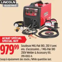 Canadian Tire Lincoln Electric Mig-Pak 180 230V Welder & Accessory Kit offer