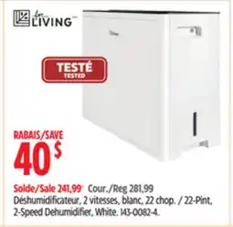 Canadian Tire For Living 22-Pint, 2-Speed Dehumidifier, White offer