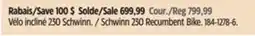 Canadian Tire Schwinn 230 Recumbent Bike offer