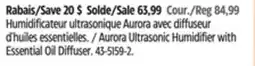 Canadian Tire Aurora Ultrasonic Humidifier with Essential Oil Diffuser offer