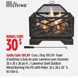 Canadian Tire For Living Lawrence Steel Outdoor Wood-Burning Fire Pit with Poker offer