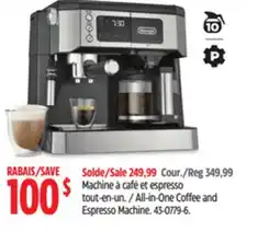 Canadian Tire Delonghi All-in-One Coffee and Espresso Machine offer
