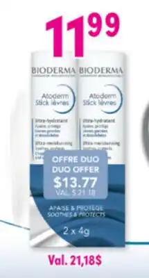 Familiprix BIODERMA, Atoderm, Duo stick lèvres, 2 x 4 g offer