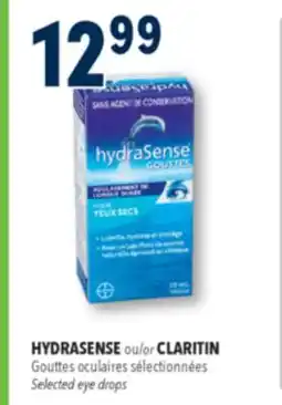 Familiprix HYDRASENSE or CLARITIN Selected eye drops offer