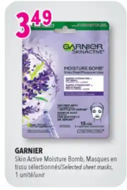 Familiprix GARNIER Skin Active Moisture Bomb, Selected sheet masks, 1 unit offer