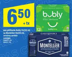Maxi EAU PÉTILLANTE BUBLY 12X355 ML OU MONTELLIER, 10X355 ML offer