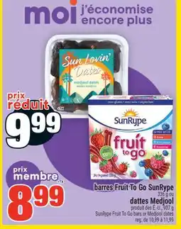 Super C barres Fruit To Go SunRype ou dattes Medjool | SunRype Fruit To Go bars or Medjool dates offer