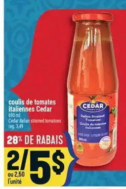 Marché Adonis COULIS DE TOMATES ITALIENNES CEDAR | CEDAR ITALIAN STRAINED TOMATOES offer