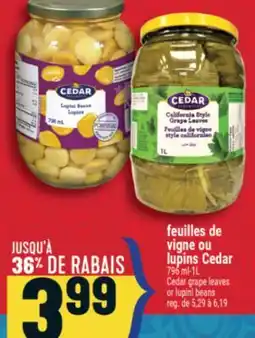 Marché Adonis feuilles de vigne ou lupins Cedar | Cedar grape leaves or lupini beans offer