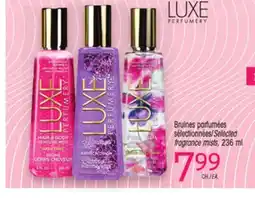 Uniprix LUXE PERFUMERY Bruines parfumées sélectionnées/Selected fragrance mists offer
