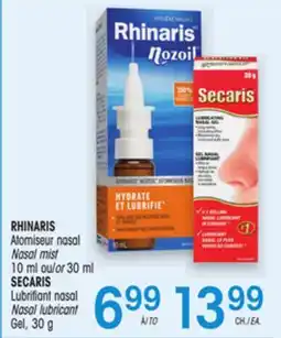 Uniprix RHINARIS Atomiseur nasal/Nasal mist SECARIS Lubrifiant nasal/Nasal lubricant offer