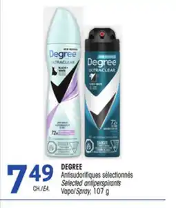 Uniprix DEGREE Antisudorifiques sélectionnés/ Selected antiperspirants Vapo/Spray offer
