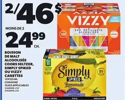 Provigo COORS SELTZER, SIMPLY SPIKED OU VIZZY CANETTES offer