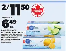Provigo PC BLUE MENU OR PC SPARKLING WATER, 12X355 ML offer