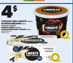 Provigo LIBERTE GREEK, 4X100 G OR MEDITERRANEE YOGURT, 500 G offer