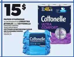 Provigo COTTONELLE BATHROOM TISSUE, 12=48 ROULEAUX OR FLUSHABLE WIPES, 4 UN offer
