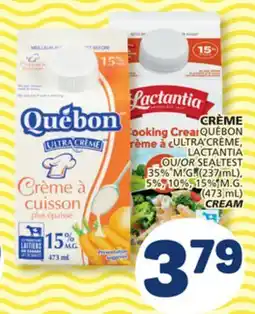 Marché Bonichoix LACTANTIA OR SEALTEST 35% M.G. (237 mL), 5%, 10%, 15% M.G. (473 mL) CREAM offer