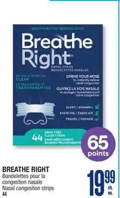 Jean Coutu BREATHE RIGHT Nasal congestion strips offer