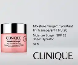 Jean Coutu CLINIQUE Moisture Surge SPF 28 Sheer Hydrator offer