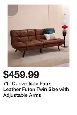 Wayfair 71 Convertible Faux Leather Futon Twin Size with Adjustable Arms offer