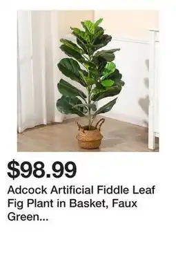 Wayfair Adcock Artificial Fiddle Leaf Fig Plant in Basket, Faux Green Plant, Fake Tree for Home Décor offer