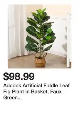 Wayfair Adcock Artificial Fiddle Leaf Fig Plant in Basket, Faux Green Plant, Fake Tree for Home Décor offer