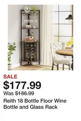 Wayfair Reith 18 Bottle Floor Wine Bottle and Glass Rack offer