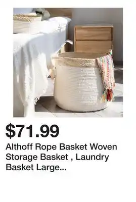 Wayfair Althoff Rope Basket Woven Storage Basket , Laundry Basket Large Cotton Blanket Organizer offer