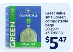 Walmart Great Value small green compostable bags offer