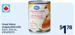 Walmart Great Value evaporated milk offer