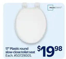 Walmart MAINSTAYS 17 Plastic round slow-close toilet seat offer