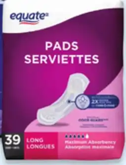 Walmart Equate maximum absorbency pads 39s offer