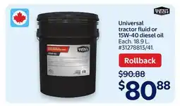 Walmart SUPER TECH Universal tractor fluid or 15W-40 diesel oil offer