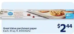 Walmart Great Value parchment paper offer