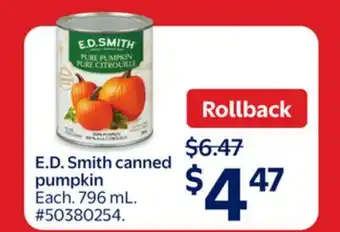 Walmart E.D. Smith canned pumpkin offer