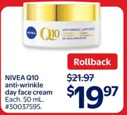 Walmart NIVEA Q10 anti-wrinkle day face cream offer