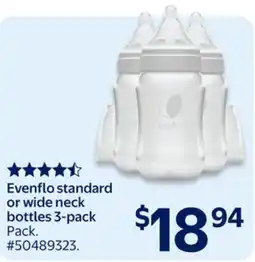 Walmart Evenflo standard or wide neck bottles 3-pack offer