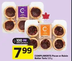 Foodland COMPLIMENTS Pecan or Raisin Butter Tarts offer
