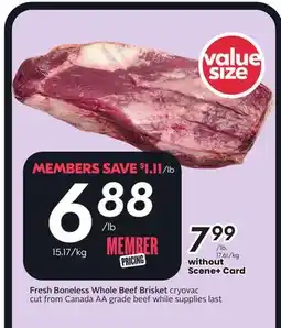 Sobeys Fresh Boneless Whole Beef Brisket offer