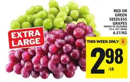 Food Basics RED OR GREEN SEEDLESS GRAPES offer