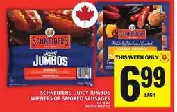Food Basics SCHNEIDERS JUICY JUMBOS WIENERS OR SMOKED SAUSAGES offer