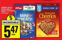 Food Basics GENERALMILLS OR KELLOGG'S FAMILY SIZE CEREAL offer