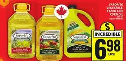 Food Basics SAPORITO VEGETABLE, CANOLA OR CORN OIL offer