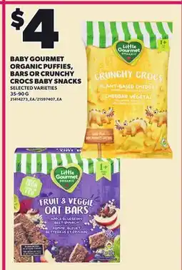 Loblaws BABY GOURMET ORGANIC PUFFIES,BARS OR CRUNCHY CROCS BABY SNACKS, 35-90 G offer