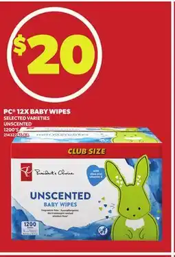 Loblaws PC 12X BABY WIPES, 1200's offer