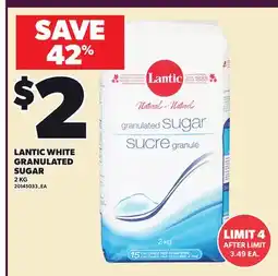 Loblaws LANTIC WHITE GRANULATED SUGAR, 2 KG offer