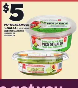 Loblaws PC GUACAMOLE 227 G OR SALSA 330/430 ML offer